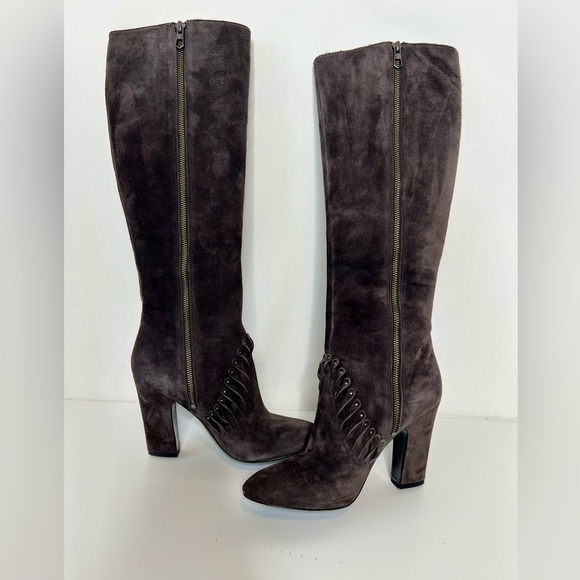 Sigerson Morrison Gray Suede Tall Zip Up Boots - Picture 2 of 13